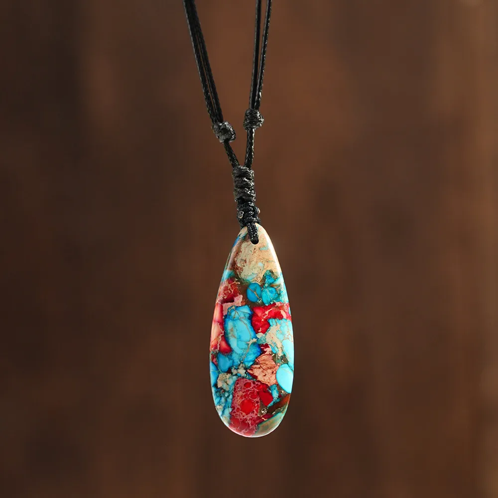 Retro Simple Style Geometric Semi-precious Stone Polyester Wholesale Pendant Necklace display picture 4