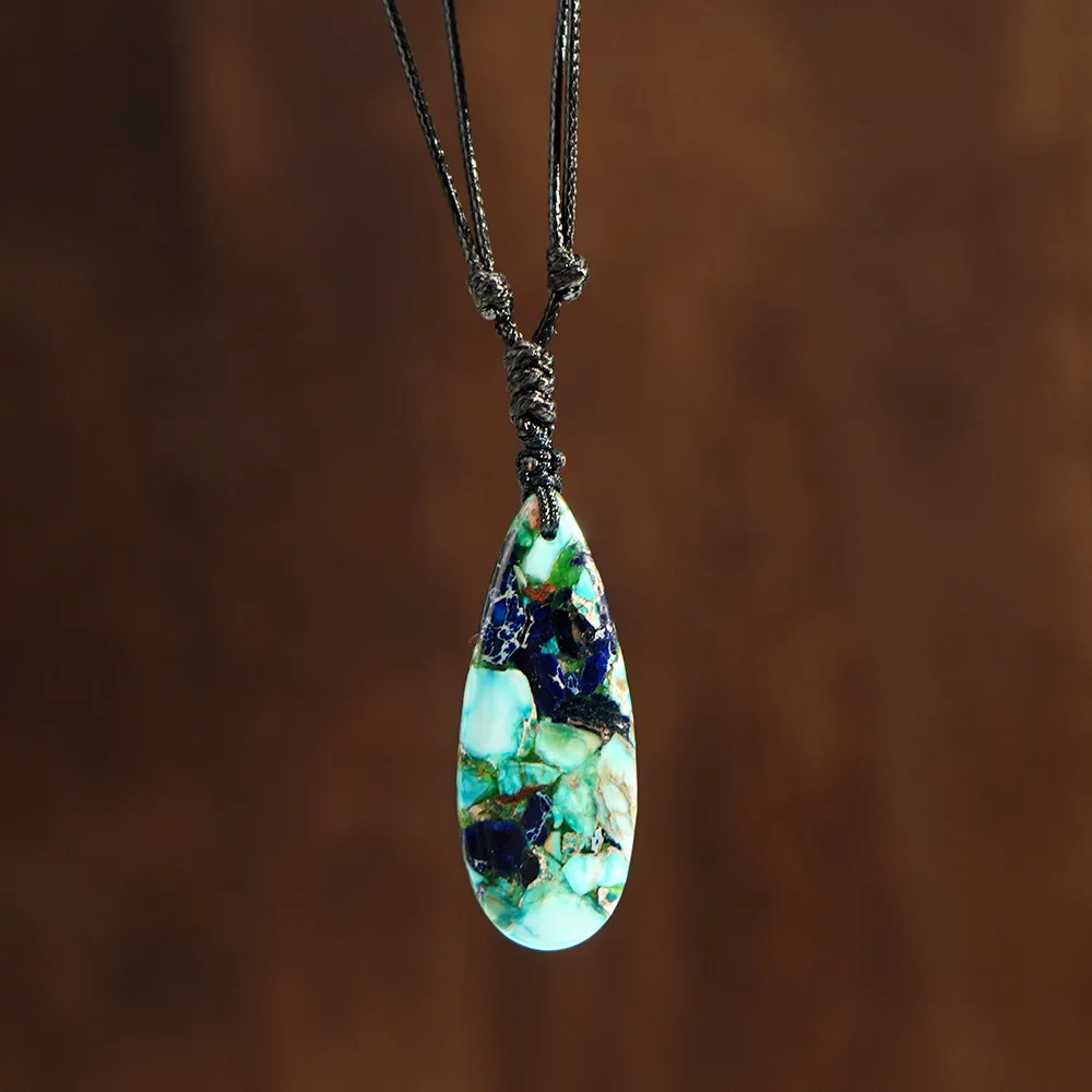 Retro Simple Style Geometric Semi-precious Stone Polyester Wholesale Pendant Necklace display picture 5