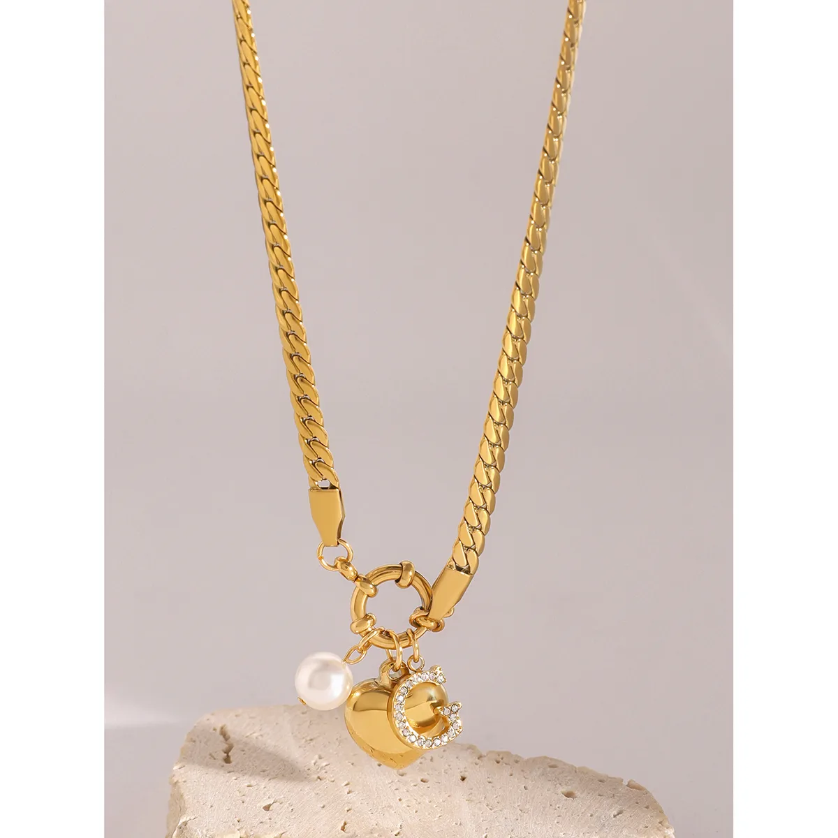Wholesale Jewelry Simple Style Classic Style Letter Heart Shape 304 Stainless Steel Pendant Necklace display picture 3