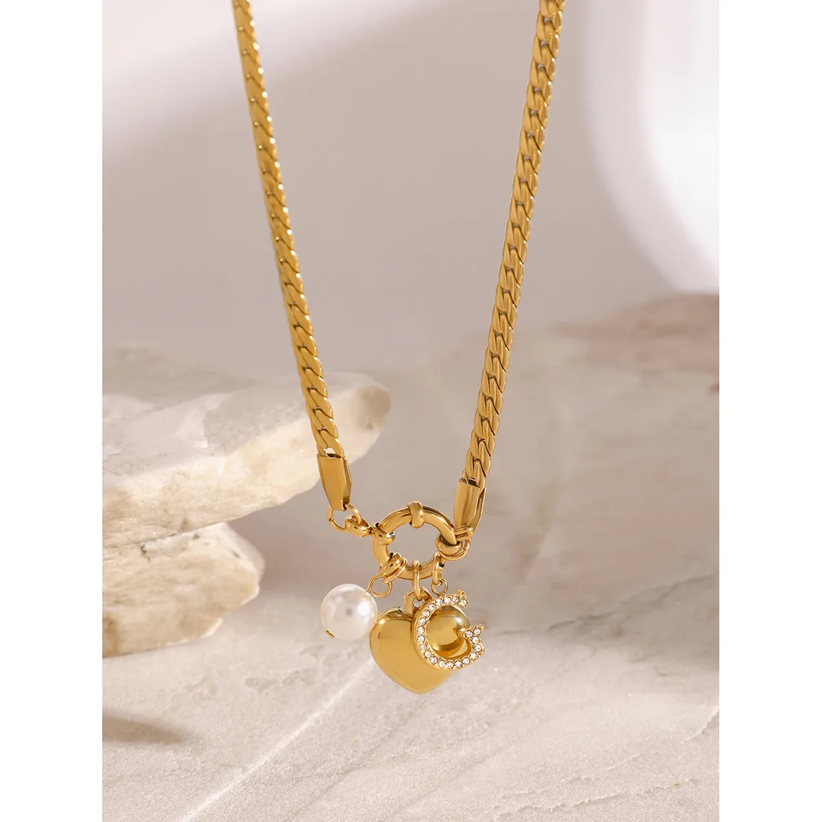 Wholesale Jewelry Simple Style Classic Style Letter Heart Shape 304 Stainless Steel Pendant Necklace display picture 2