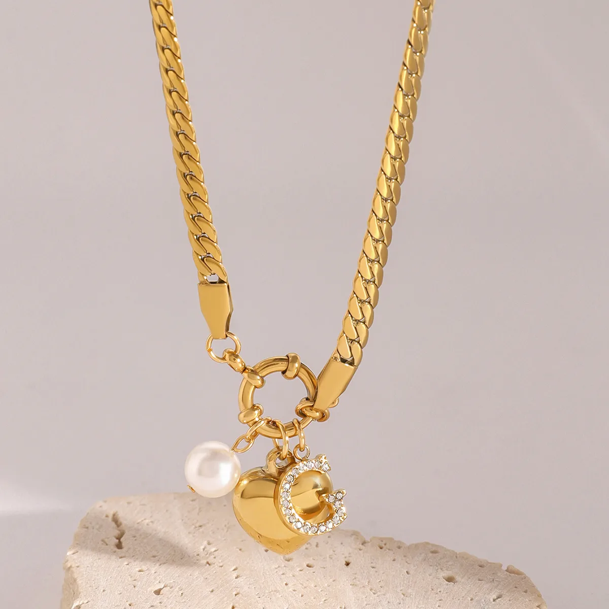 Wholesale Jewelry Simple Style Classic Style Letter Heart Shape 304 Stainless Steel Pendant Necklace display picture 6