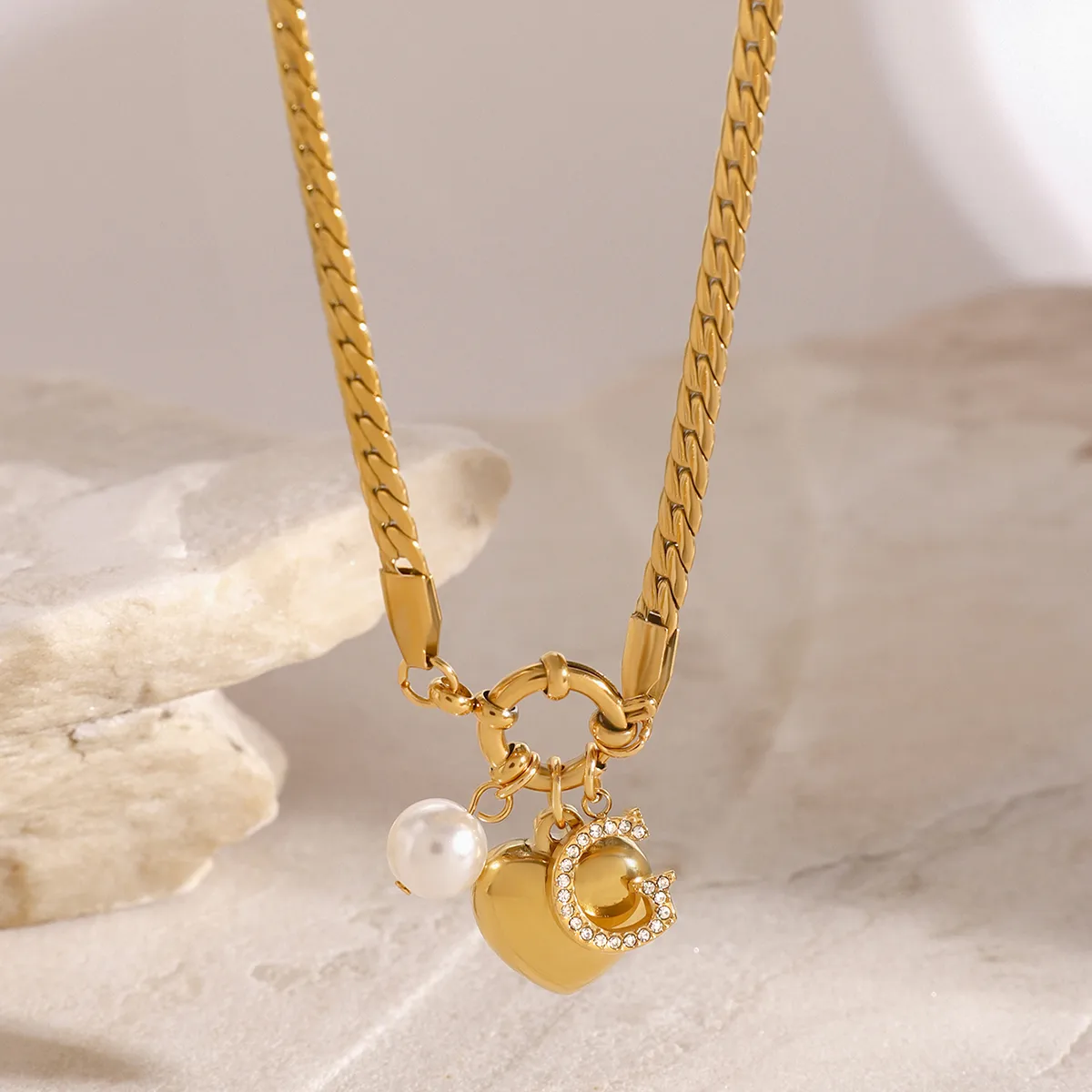 Wholesale Jewelry Simple Style Classic Style Letter Heart Shape 304 Stainless Steel Pendant Necklace display picture 7