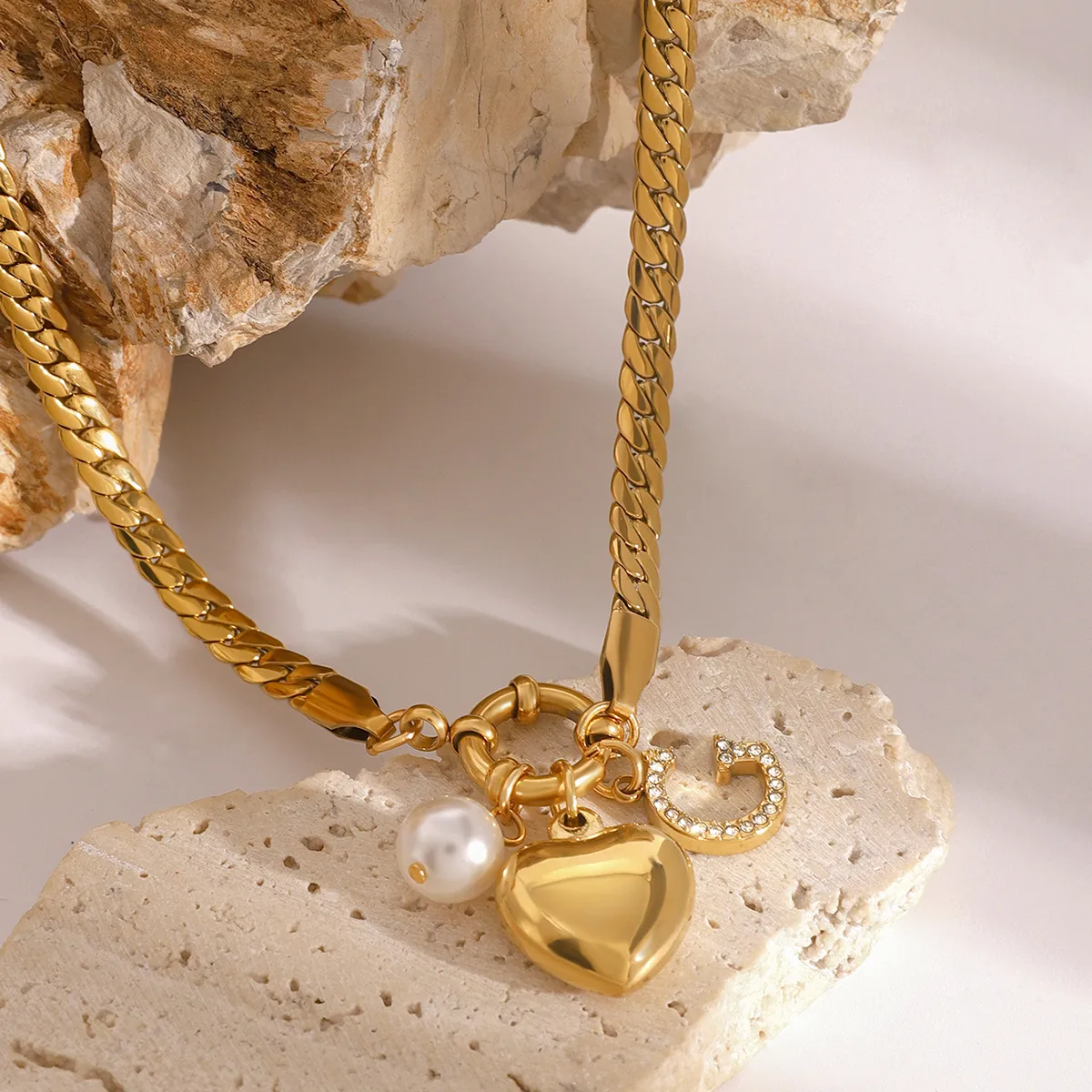 Wholesale Jewelry Simple Style Classic Style Letter Heart Shape 304 Stainless Steel Pendant Necklace display picture 11