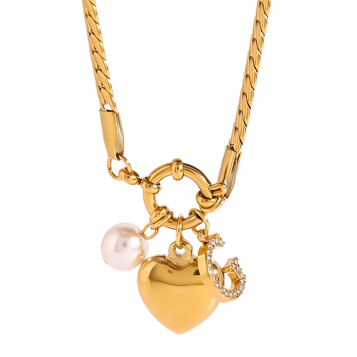 Wholesale Jewelry Simple Style Classic Style Letter Heart Shape 304 Stainless Steel Pendant Necklace display picture 4