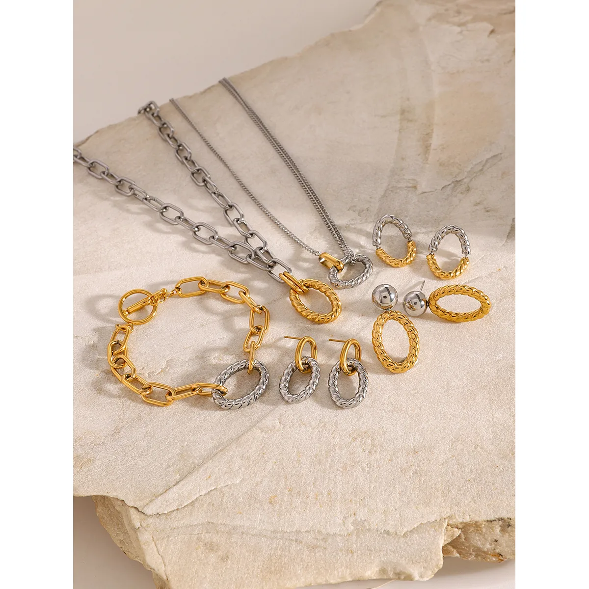 Wholesale Jewelry Simple Style Classic Style Geometric 304 Stainless Steel Jewelry Set display picture 2