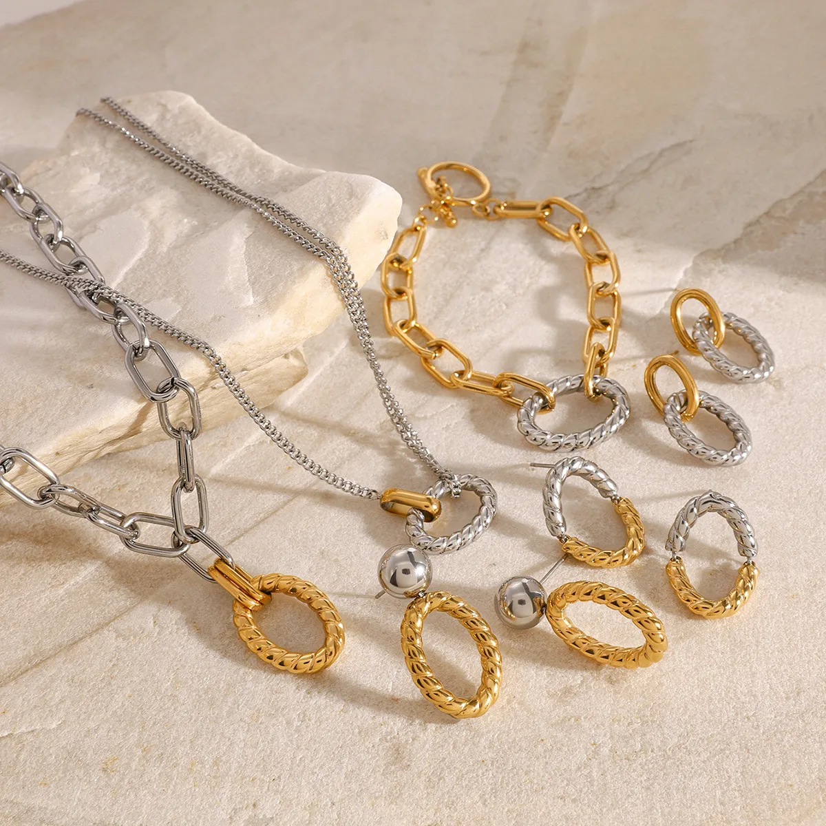 Wholesale Jewelry Simple Style Classic Style Geometric 304 Stainless Steel Jewelry Set display picture 5