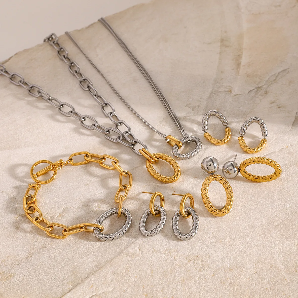 Wholesale Jewelry Simple Style Classic Style Geometric 304 Stainless Steel Jewelry Set display picture 6