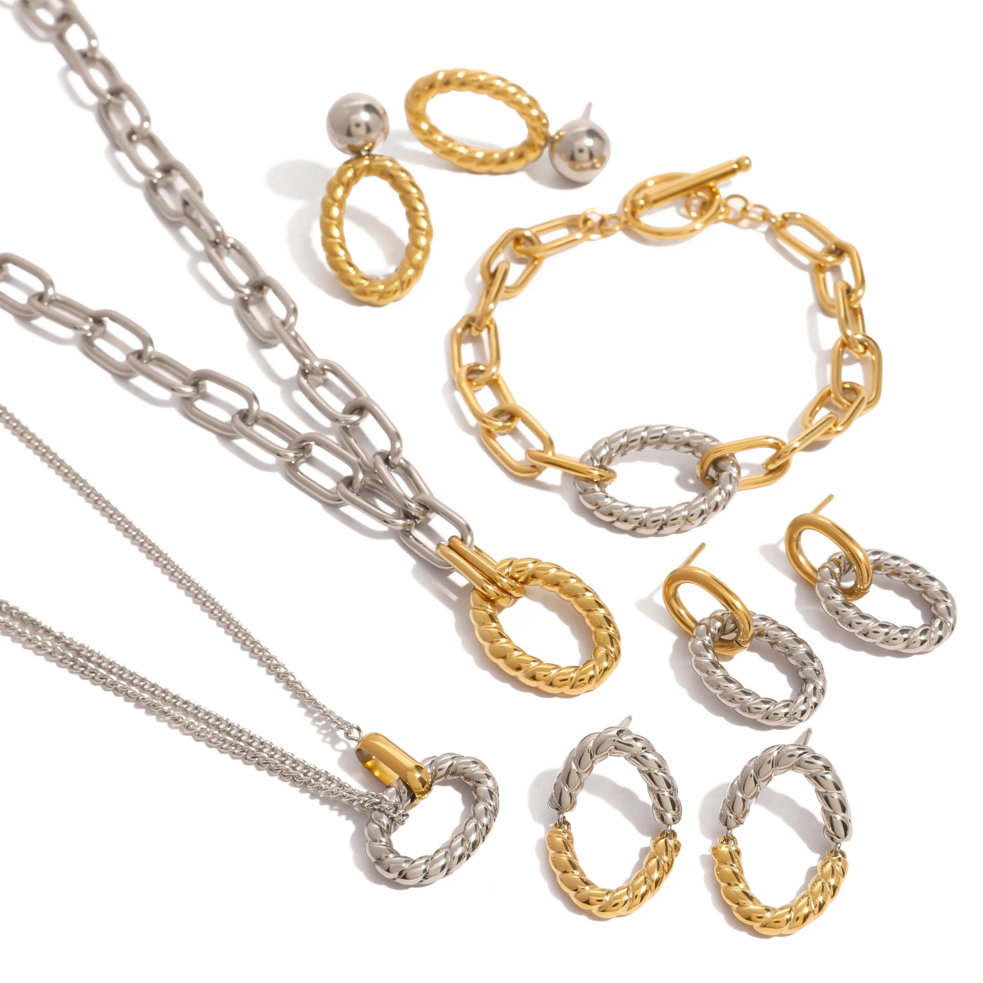 Wholesale Jewelry Simple Style Classic Style Geometric 304 Stainless Steel Jewelry Set display picture 7