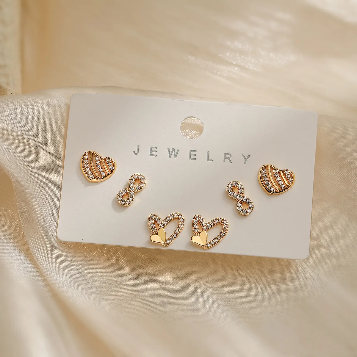 1 Set Simple Style Commute Geometric Inlay Copper Zircon 18K Gold Plated Ear Studs display picture 4