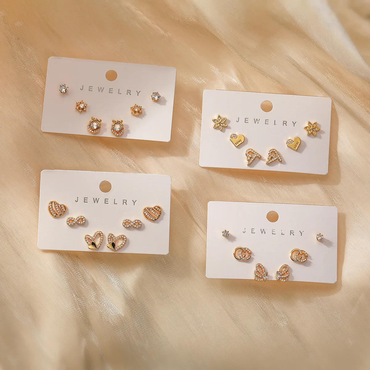 1 Set Simple Style Commute Geometric Inlay Copper Zircon 18K Gold Plated Ear Studs display picture 5