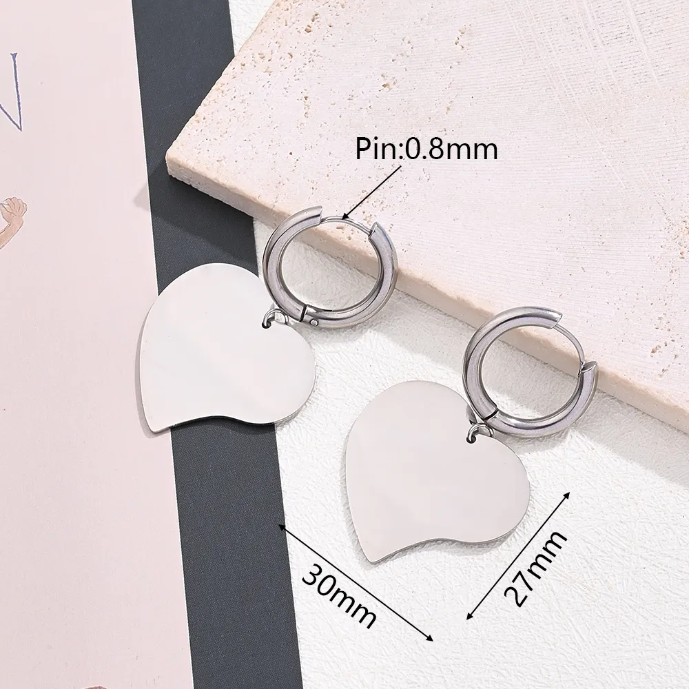 Best Seller In Europe And America 304 Stainless Steel Large Light Gold Geometric Figure Love Heart-Shaped Heart Shaped Fat Drop-Shaped Leaf-Shaped Symmetrical Quadrilateral Earrings Earrings display picture 3