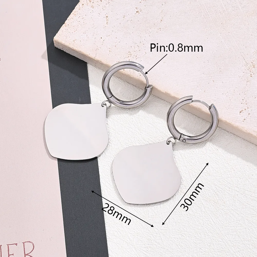Best Seller In Europe And America 304 Stainless Steel Large Light Gold Geometric Figure Love Heart-Shaped Heart Shaped Fat Drop-Shaped Leaf-Shaped Symmetrical Quadrilateral Earrings Earrings display picture 2