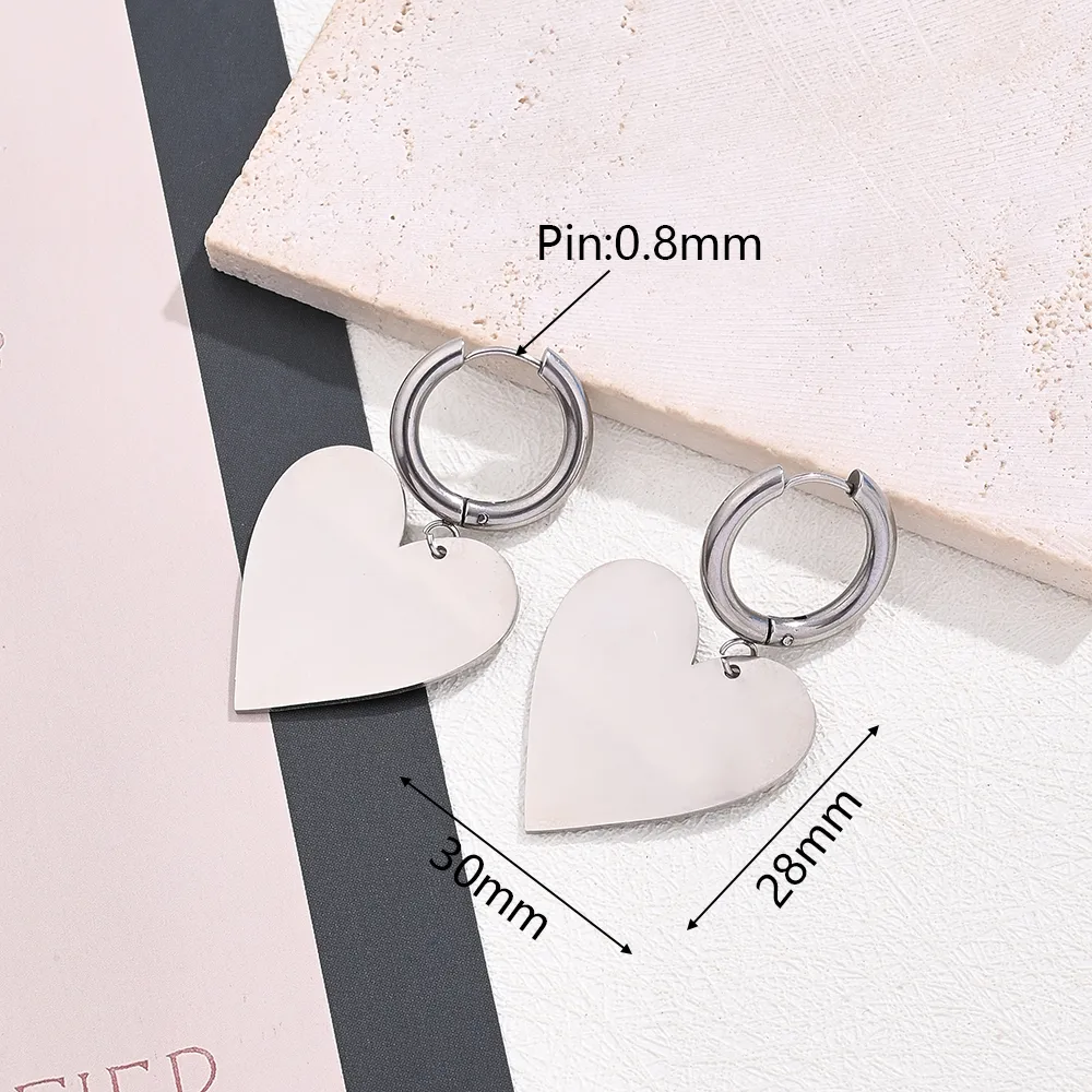 Best Seller In Europe And America 304 Stainless Steel Large Light Gold Geometric Figure Love Heart-Shaped Heart Shaped Fat Drop-Shaped Leaf-Shaped Symmetrical Quadrilateral Earrings Earrings display picture 6