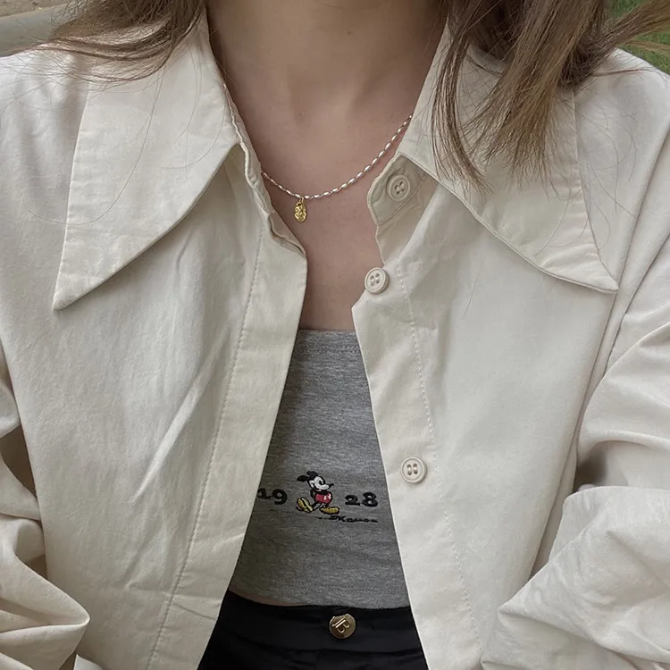 Gold And Silver Love Necklace Rice Olive Beads 925 Sterling Silver Niche Design Clavicle Chain Women's High-end Silver Ornaments display picture 1