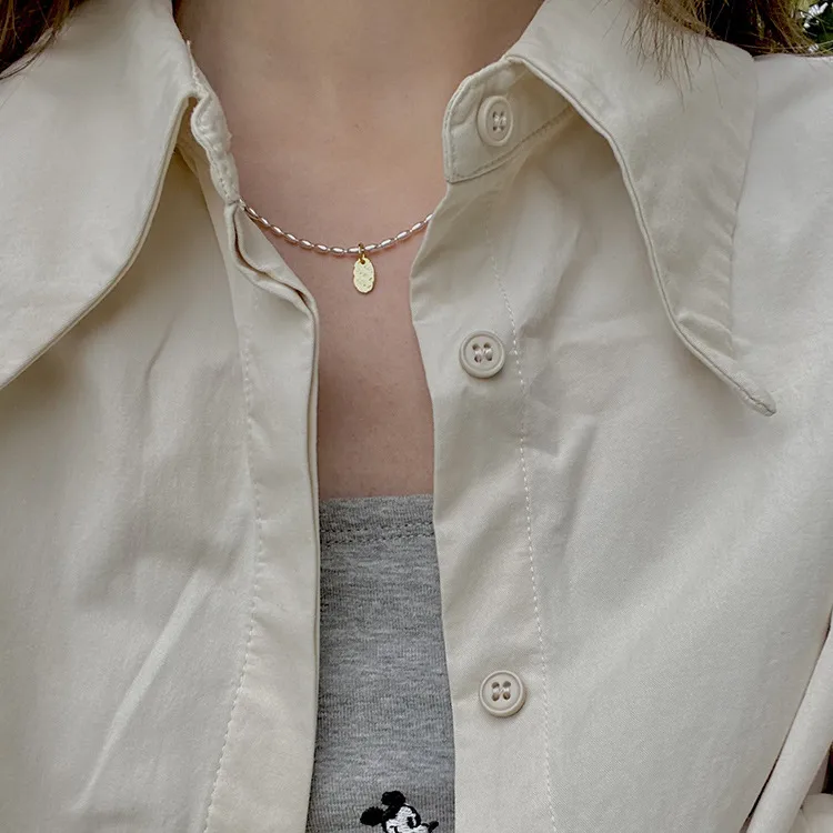 Gold And Silver Love Necklace Rice Olive Beads 925 Sterling Silver Niche Design Clavicle Chain Women's High-end Silver Ornaments display picture 4
