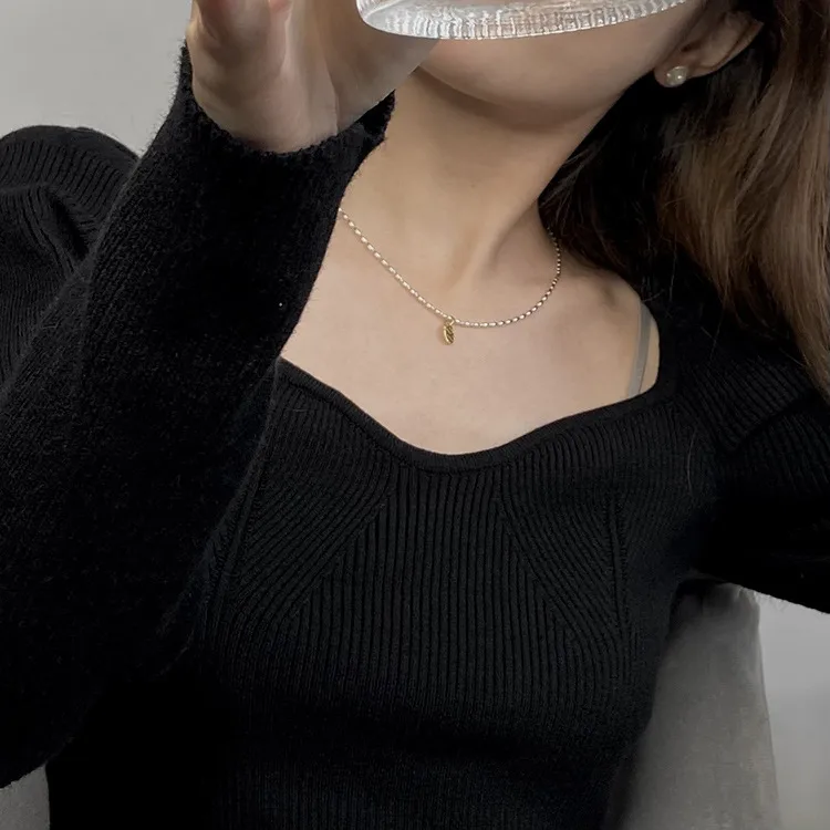 Gold And Silver Love Necklace Rice Olive Beads 925 Sterling Silver Niche Design Clavicle Chain Women's High-end Silver Ornaments display picture 9