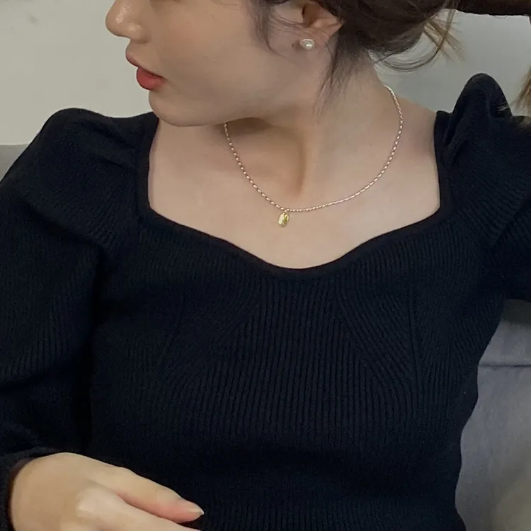 Gold And Silver Love Necklace Rice Olive Beads 925 Sterling Silver Niche Design Clavicle Chain Women's High-end Silver Ornaments display picture 10