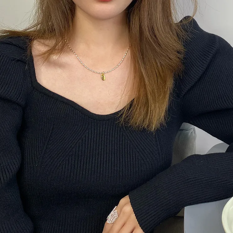 Gold And Silver Love Necklace Rice Olive Beads 925 Sterling Silver Niche Design Clavicle Chain Women's High-end Silver Ornaments display picture 13
