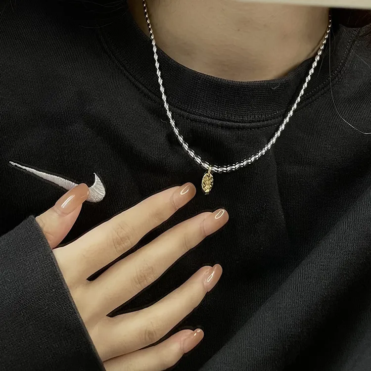 Gold And Silver Love Necklace Rice Olive Beads 925 Sterling Silver Niche Design Clavicle Chain Women's High-end Silver Ornaments display picture 18