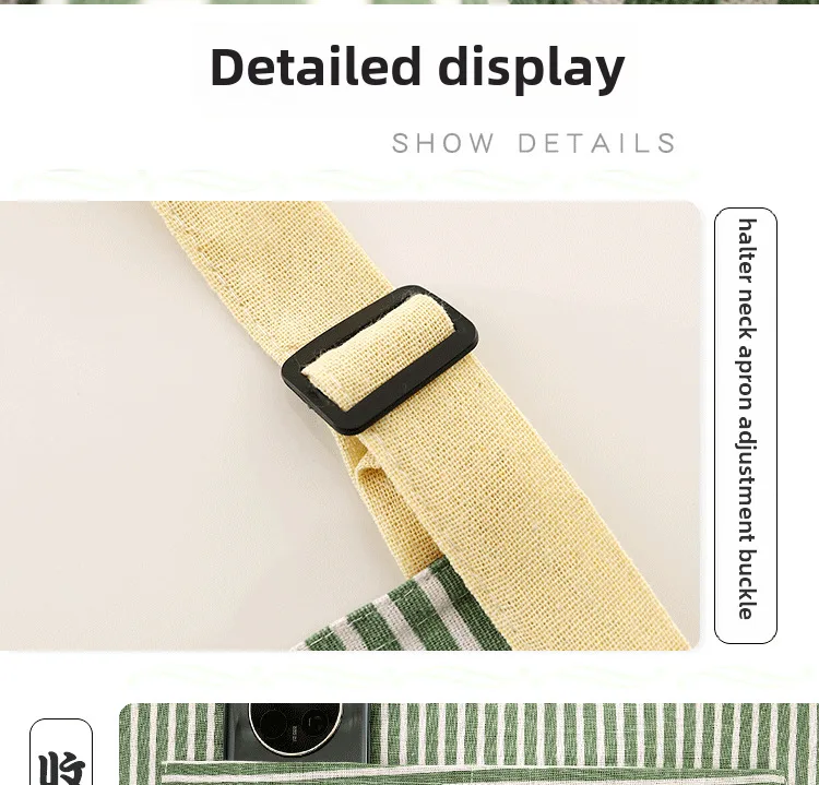 Cotton And Linen Long-sleeved Apron Kitchen Household Breathable Antifouling Cooking Waist Coverall Women's New Work Clothes display picture 2