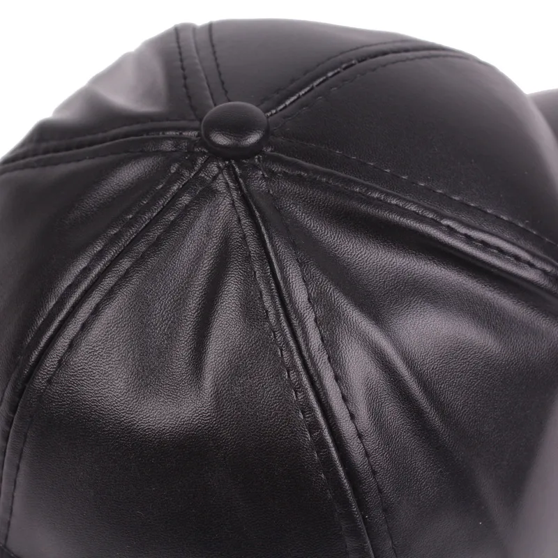 Solid Color PU Curved Leather Baseball Cap Trendy Men's Hat Peaked Cap Korean Style Hip Hop Hat Women's Hat Couple Sun Hat display picture 5