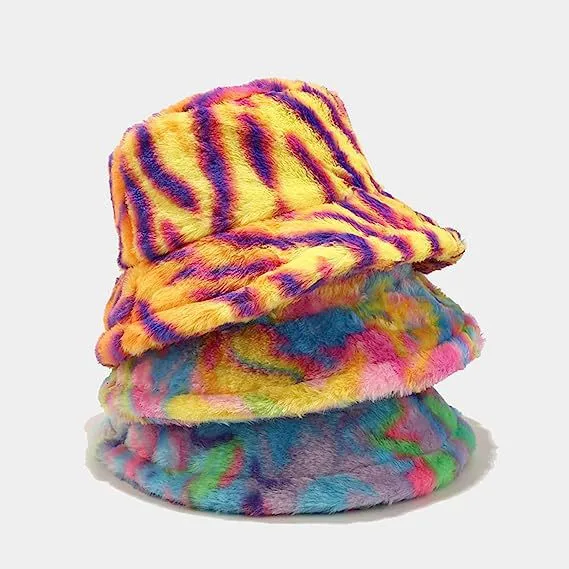 Plush Fisherman Hat Bucket Hat Warm Soft Folding Plush Sun Hat Basin Hat Fluffy Hat display picture 4