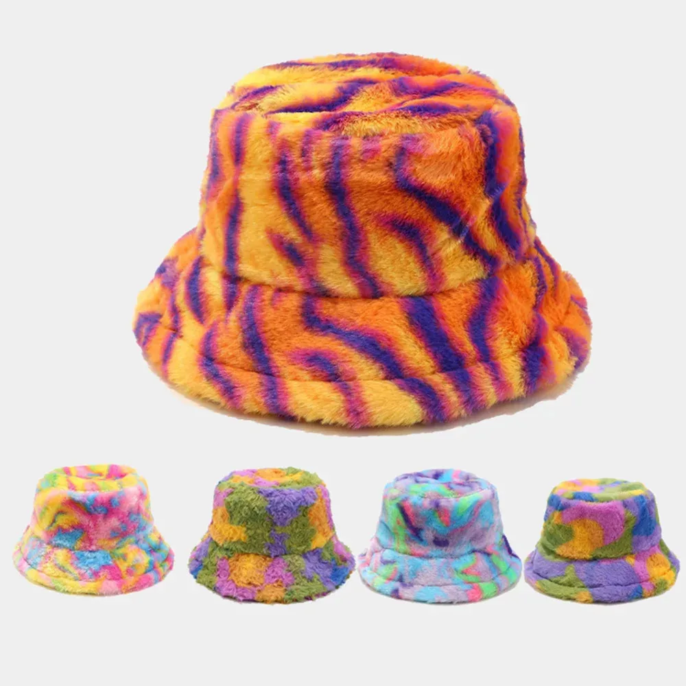 Plush Fisherman Hat Bucket Hat Warm Soft Folding Plush Sun Hat Basin Hat Fluffy Hat display picture 5