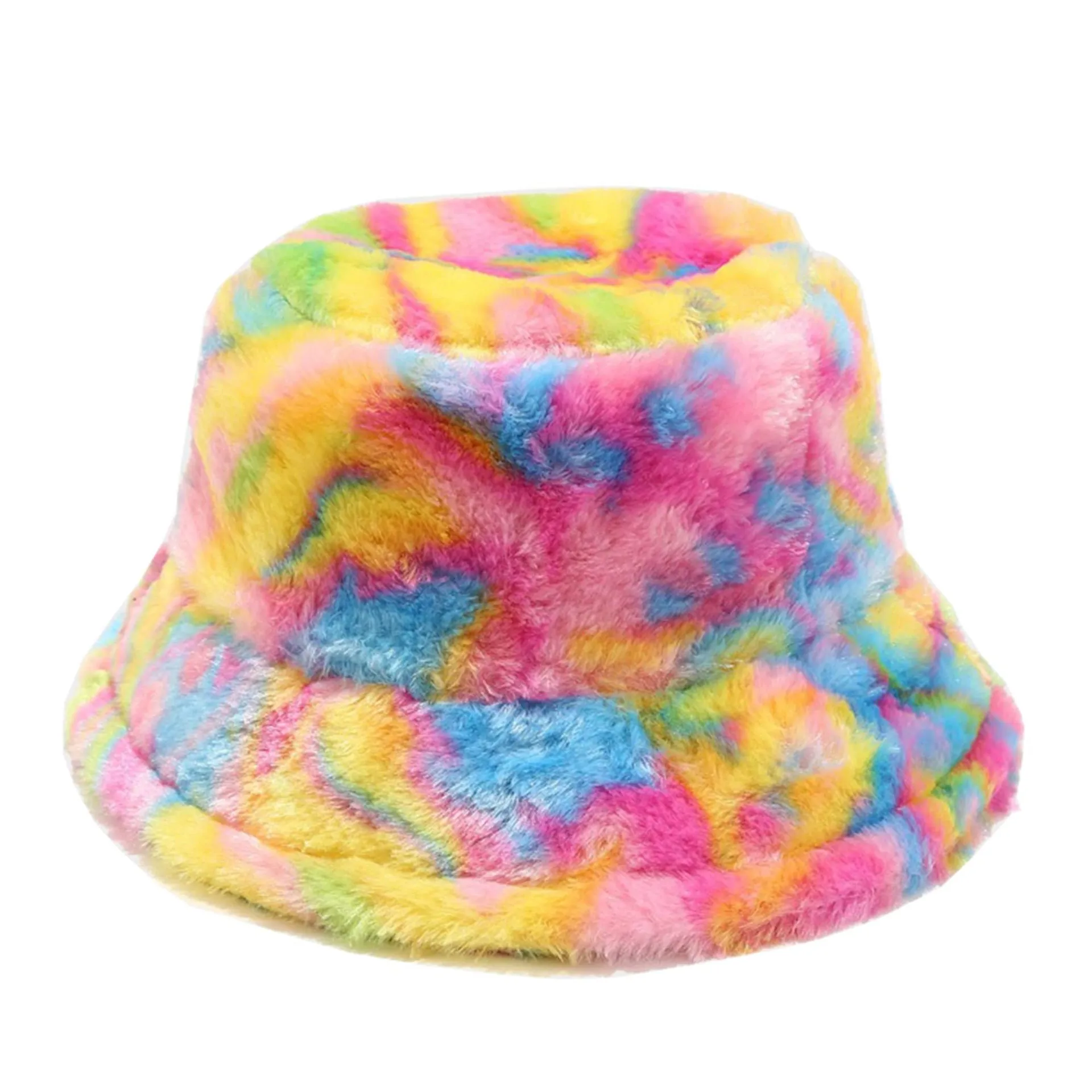 Plush Fisherman Hat Bucket Hat Warm Soft Folding Plush Sun Hat Basin Hat Fluffy Hat display picture 6
