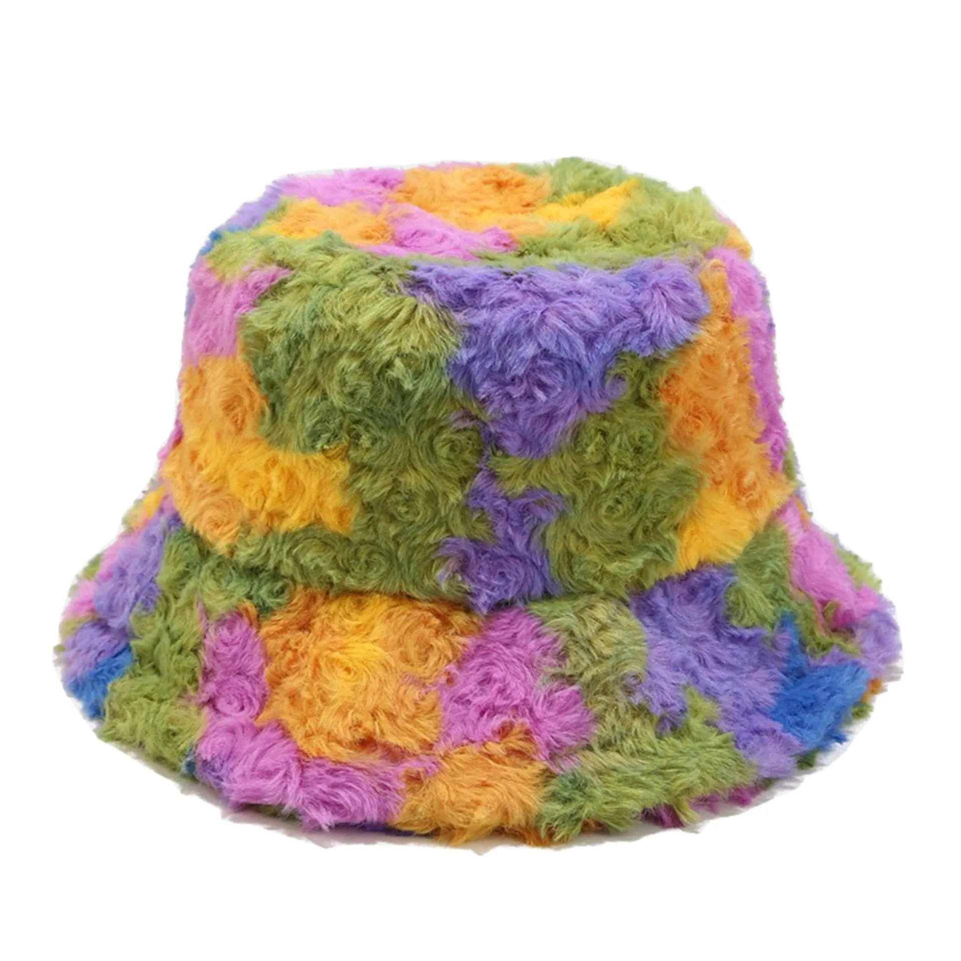 Plush Fisherman Hat Bucket Hat Warm Soft Folding Plush Sun Hat Basin Hat Fluffy Hat display picture 9
