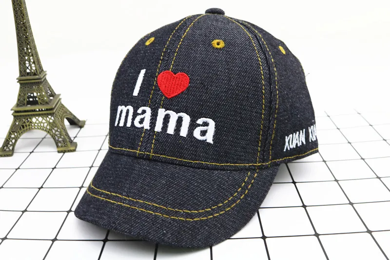 Spring Baby Hat Children Baseball Cap I Mama Denim Casual Letter Cap Summer Sunscreen Cap display picture 4
