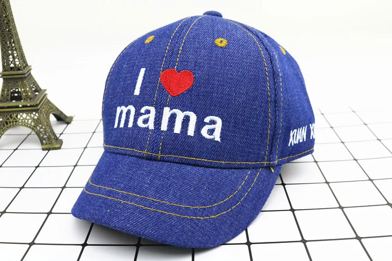 Spring Baby Hat Children Baseball Cap I Mama Denim Casual Letter Cap Summer Sunscreen Cap display picture 5