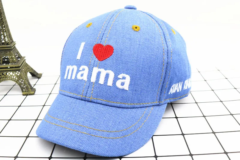 Spring Baby Hat Children Baseball Cap I Mama Denim Casual Letter Cap Summer Sunscreen Cap display picture 6