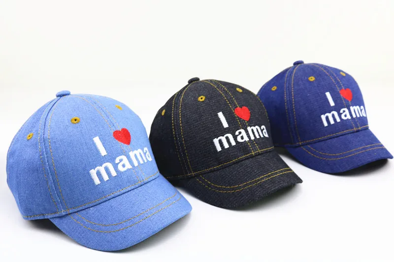 Spring Baby Hat Children Baseball Cap I Mama Denim Casual Letter Cap Summer Sunscreen Cap display picture 11