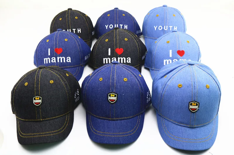 Spring Baby Hat Children Baseball Cap I Mama Denim Casual Letter Cap Summer Sunscreen Cap display picture 15