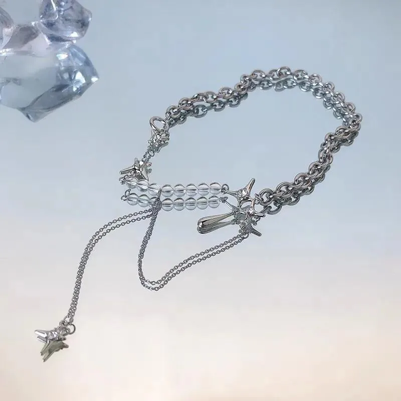 Personality Water Drop Mang Star Necklace Women's  Trendy Niche Design  Stitching Clavicle Chain Spice Girl Sweater Chain Accessories display picture 3