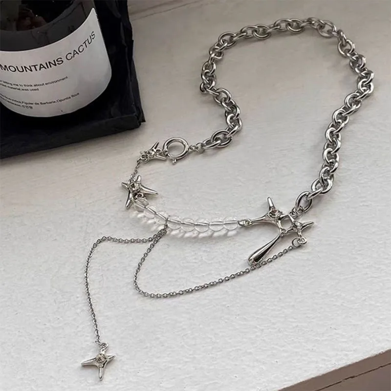 Personality Water Drop Mang Star Necklace Women's  Trendy Niche Design  Stitching Clavicle Chain Spice Girl Sweater Chain Accessories display picture 8
