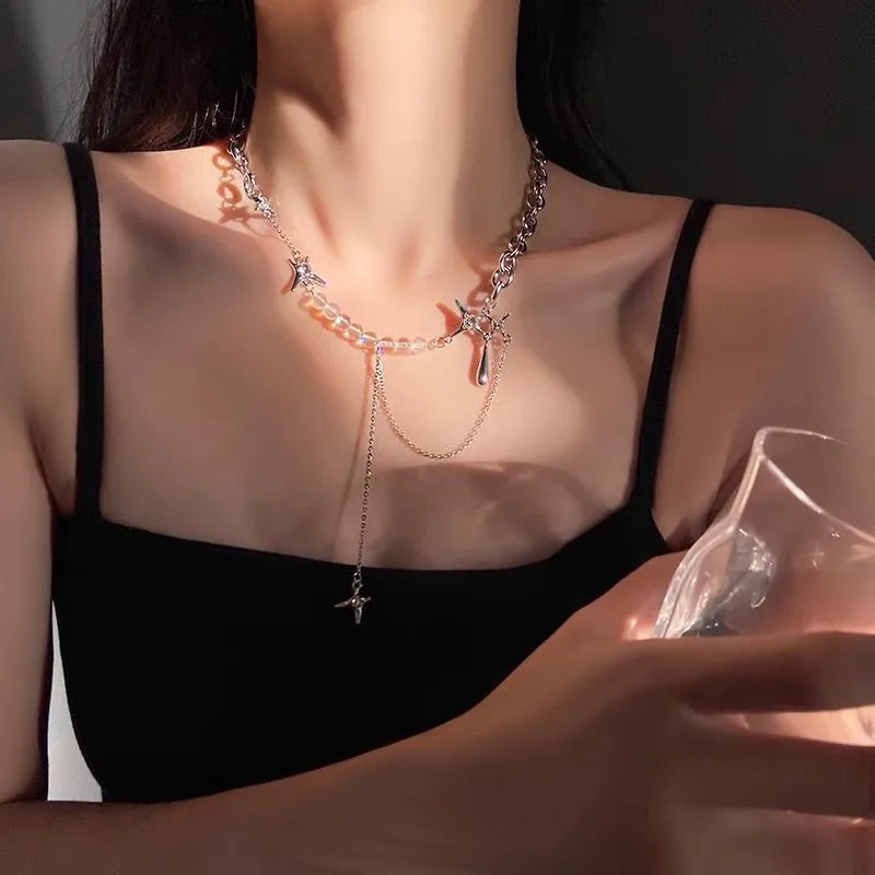 Personality Water Drop Mang Star Necklace Women's  Trendy Niche Design  Stitching Clavicle Chain Spice Girl Sweater Chain Accessories display picture 10