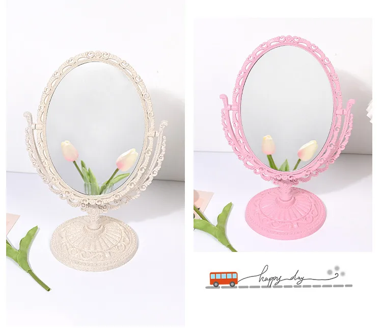 European-style Double-sided Makeup Mirror Handmade Shop Diy Love Princess Beauty Mirror Cream Glue Diy Girl Heart Dressing Mirror display picture 1