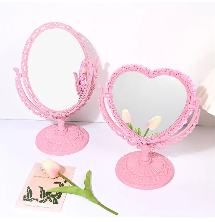 European-style Double-sided Makeup Mirror Handmade Shop Diy Love Princess Beauty Mirror Cream Glue Diy Girl Heart Dressing Mirror display picture 4