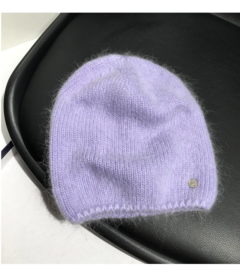 Simple M Standard Rabbit Fur Wool Hat Female   Autumn And Winter Japanese Pure Color Cold Hat Warm Pullover Knitted Hat Fashion display picture 6