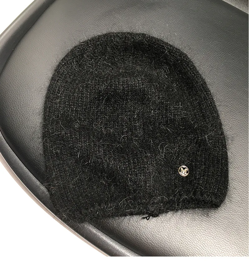 Simple M Standard Rabbit Fur Wool Hat Female   Autumn And Winter Japanese Pure Color Cold Hat Warm Pullover Knitted Hat Fashion display picture 7