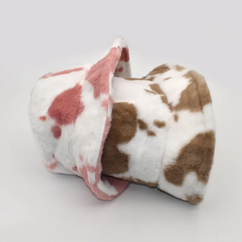 New Autumn And Winter Dairy Pattern Fisherman Hat Women's Plush Warm Hat Korean Style Cyber Celebrity Black And White Striped Basin Hat Trendy display picture 11