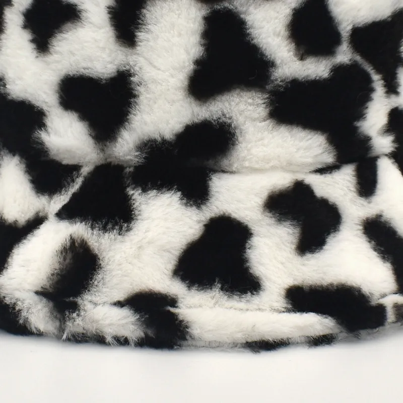 New Autumn And Winter Dairy Pattern Fisherman Hat Women's Plush Warm Hat Korean Style Cyber Celebrity Black And White Striped Basin Hat Trendy display picture 14