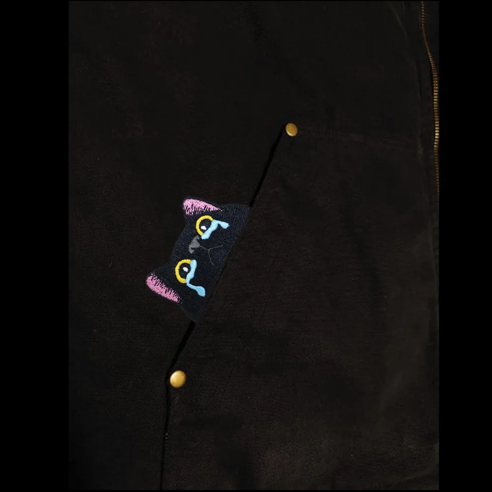 HaiKe Outdoor Pink Ears Black Cat Cloth Badge Embroidered Cat  Seal Clothing Backpack Sticker display picture 7