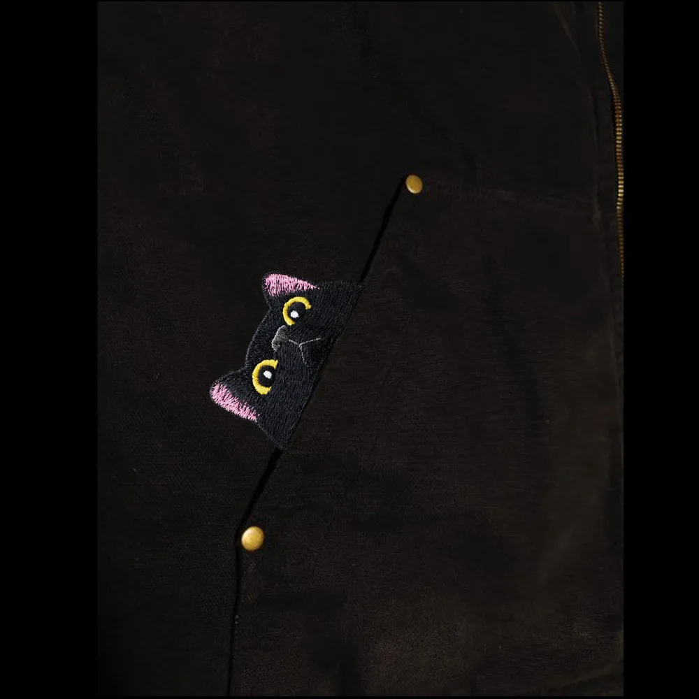 HaiKe Outdoor Pink Ears Black Cat Cloth Badge Embroidered Cat  Seal Clothing Backpack Sticker display picture 8