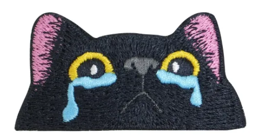 HaiKe Outdoor Pink Ears Black Cat Cloth Badge Embroidered Cat  Seal Clothing Backpack Sticker display picture 10