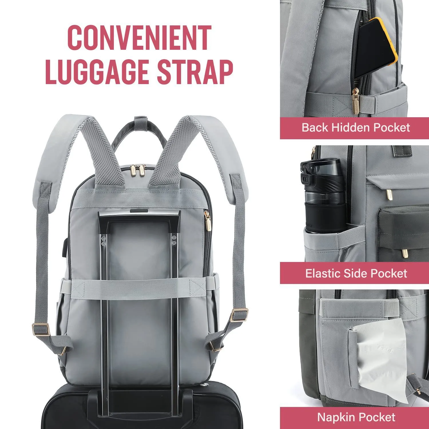 New Girls Backpack Fashion Large Capacity Laptop Bag Portable Travel Backpack Men's Bag display picture 15
