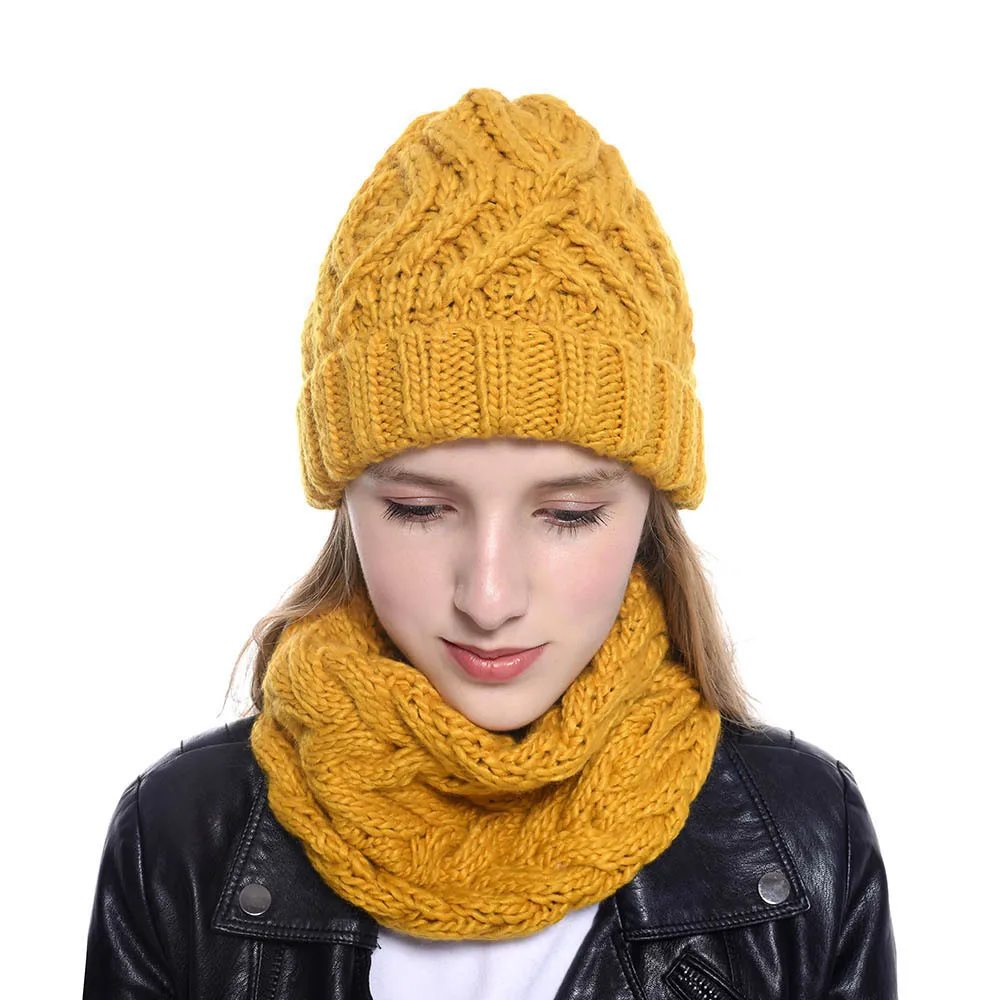 Explosions Diamond Square Soft Coarse Wool Knitted Hat Women's Hat Fashion Autumn And Winter Wool Hat display picture 8