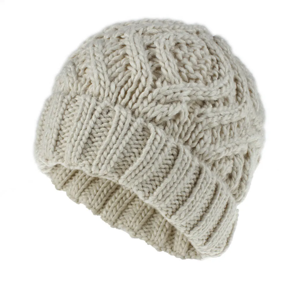 Explosions Diamond Square Soft Coarse Wool Knitted Hat Women's Hat Fashion Autumn And Winter Wool Hat display picture 17