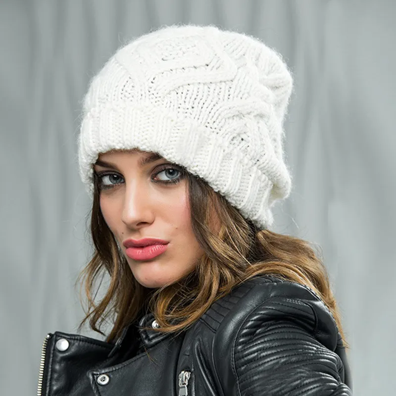 Explosions Diamond Square Soft Coarse Wool Knitted Hat Women's Hat Fashion Autumn And Winter Wool Hat display picture 30